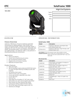 Solaframe 1000 High End Systems 100–240V Type(S)