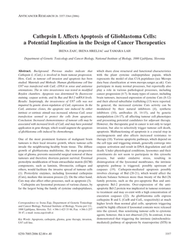 Cathepsin L Affects Apoptosis of Glioblastoma Cells: a Potential Implication in the Design of Cancer Therapeutics