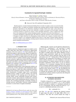 Asymmetry in Repeated Isotropic Rotations