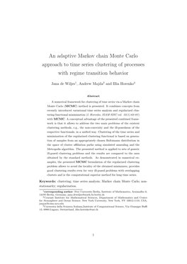 An Adaptive Markov Chain Monte Carlo Approach to Time Series Clustering of Processes with Regime Transition Behavior