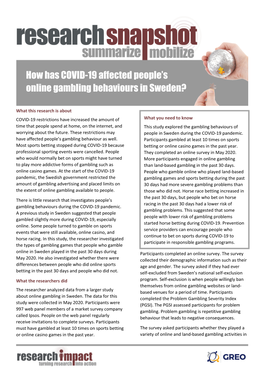 How Has COVID-19 Affected People's Online Gambling Behaviours In