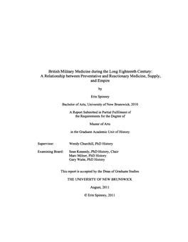 British Military Medicine During the Long Eighteenth Century: a Relationship Between Preventative and Reactionary Medicine, Supply, and Empire