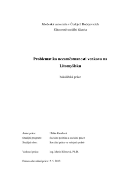 Problematika Nezaměstnanosti Venkova Na Litomyšlsku