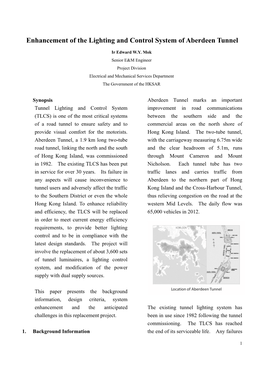 Enhancement of the Lighting and Control System of Aberdeen Tunnel