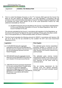 Council Tax Resolution