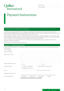 Payment Instructions