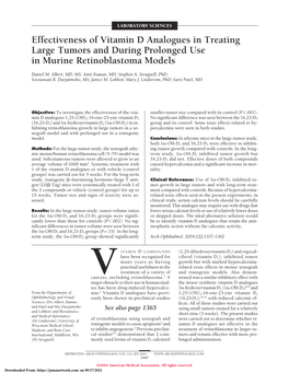 Effectiveness of Vitamin D Analogues in Treating Large Tumors and During Prolonged Use in Murine Retinoblastoma Models