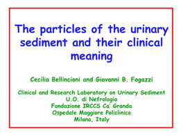 THE URINE SEDIMENT: an Historical Perspective