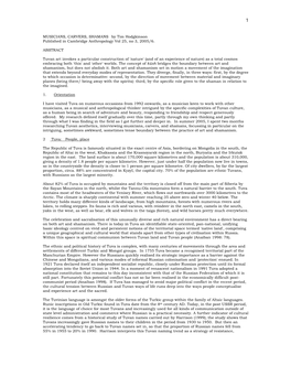 MUSICIANS, CARVERS, SHAMANS by Tim Hodgkinson Published in Cambridge Anthropology Vol 25, No 3, 2005/6