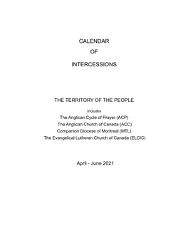 Calendar of Intercessions