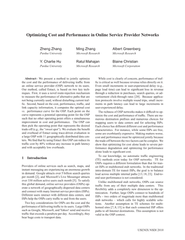 Optimizing Cost and Performance in Online Service Provider Networks