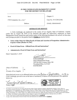 Case 19-11240-LSS Doc 641 Filed 09/03/19 Page 1 of 506 Case 19-11240-LSS Doc 641 Filed 09/03/19 Page 2 of 506