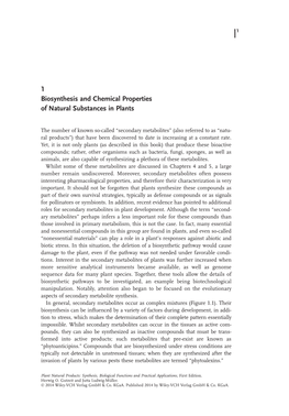 1 Biosynthesis and Chemical Properties of Natural Substances in Plants