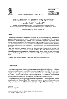 Solving the Max-Cut Problem Using Eigenvalues