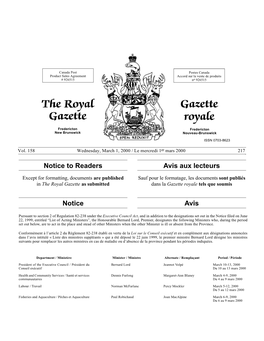 The Royal Gazette Gazette Royale