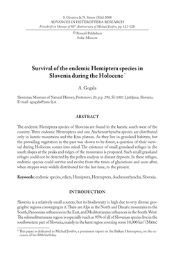 Survival of the Endemic Hemiptera Species in Slovenia During the Holocene *