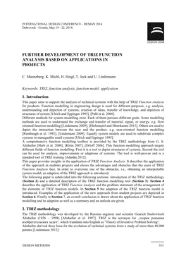 Further Development of Triz Function Analysis Based on Applications in Projects