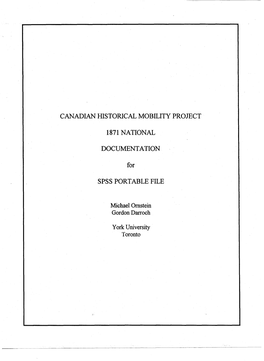 Canadian Historical Mobility Project 187 1 National
