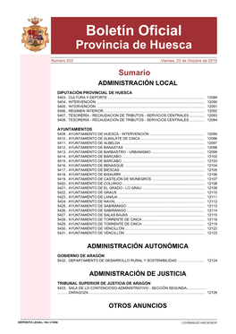 Boletín Oficial De La Provincia De Huesca Nº 203