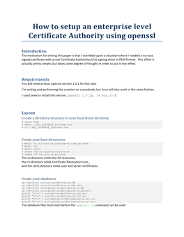 How to Setup an Enterprise Level Certificate Authority Using Openssl