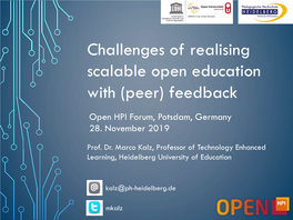 Challenges of Realising Scalable Open Education with (Peer) Feedback