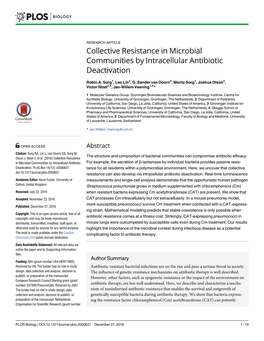 Collective Resistance in Microbial Communities by Intracellular Antibiotic Deactivation