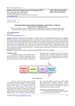 Intrusion Detection System Techniques and Tools: a Survey Resmi AM1, Dr