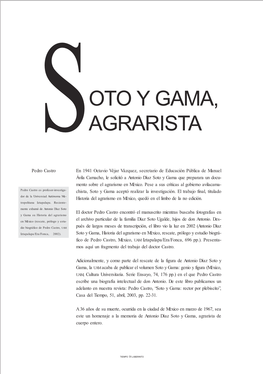 Soto Y Gama, Agrarista De Cuerpo Entero