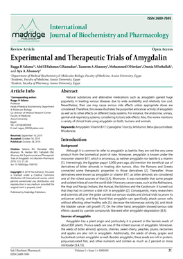 Experimental and Therapeutic Trials of Amygdalin