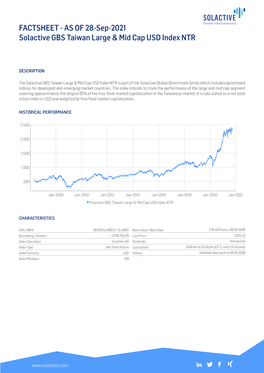 FACTSHEET - AS of 28-Sep-2021 Solactive GBS Taiwan Large & Mid Cap USD Index NTR