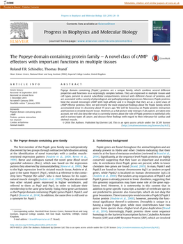 The Popeye Domain Containing Protein Family E a Novel Class of Camp Effectors with Important Functions in Multiple Tissues