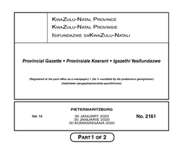 No. 2161 30 JANUARIE 2020 30 KUMASINGANA 2020