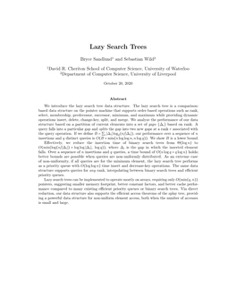 Lazy Search Trees