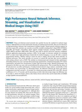 High Performance Neural Network Inference, Streaming, and Visualization of Medical Images Using FAST