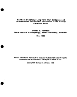 Northern Periphery: Long-Term Inuit-European and -Euroamerican Lntersocietal Interaction in the Central Canadian Arctic