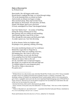 Dulce Et Decorum Est by Wilfred Owen1 Bent Double, Like Old