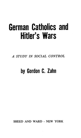 German Catholics and Hitler's Wars