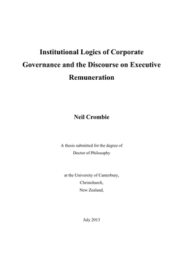 Institutional Logics of Corporate Governance and the Discourse on Executive Remuneration