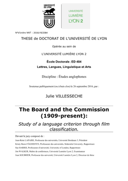 The Board and the Commission (1909-Present): Study of a Language Criterion Through Film Classification