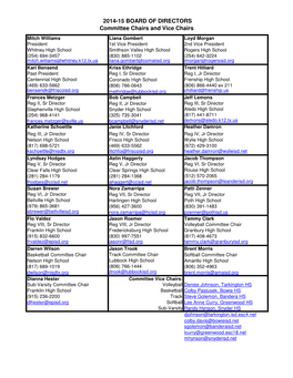 BOD Committee Chairs and Vice Chairs