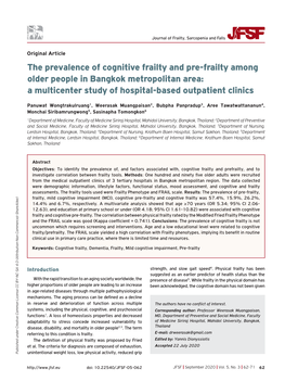 The Prevalence of Cognitive Frailty and Pre-Frailty Among Older People in Bangkok Metropolitan Area: a Multicenter Study of Hospital-Based Outpatient Clinics