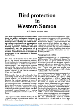 Bird Protection in Western Samoa M.D