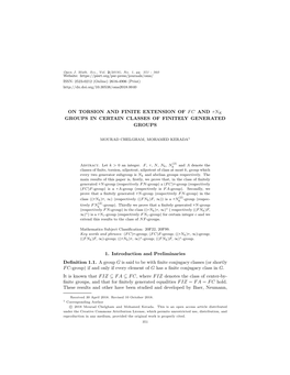 On Torsion and Finite Extension of Fc and Τnk Groups in Certain Classes of Finitely Generated Groups