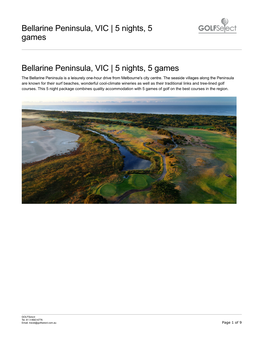 Bellarine Peninsula, VIC | 5 Nights, 5 Games