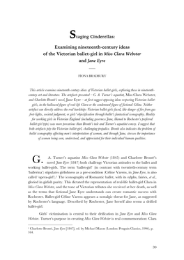 Staging Cinderellas: Examining Nineteenth-Century Ideas of the Victorian Ballet-Girl in Miss Clara Webster and Jane Eyre ___