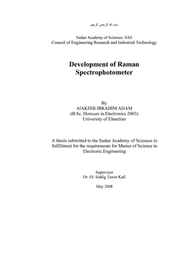 Development of Raman Spectrophotometer