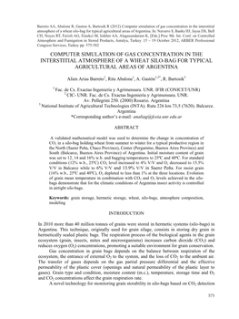 Computer Simulation of Gas Concentration in the Interstitial Atmosphere of a Wheat Silo-Bag for Typical Agricultural Areas of Argentina