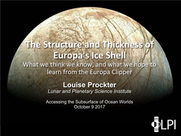 The Structure and Thickness of Europa's Ice Shell What We Think We Know, and What We Hope to Learn from the Europa Clipper