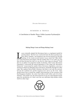 A Contribution to Number Theory Within Lacanian Psychoanalytic Theory