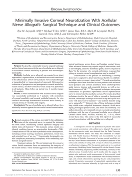 Minimally Invasive Corneal Neurotization with Acellular Nerve Allograft: Surgical Technique and Clinical Outcomes